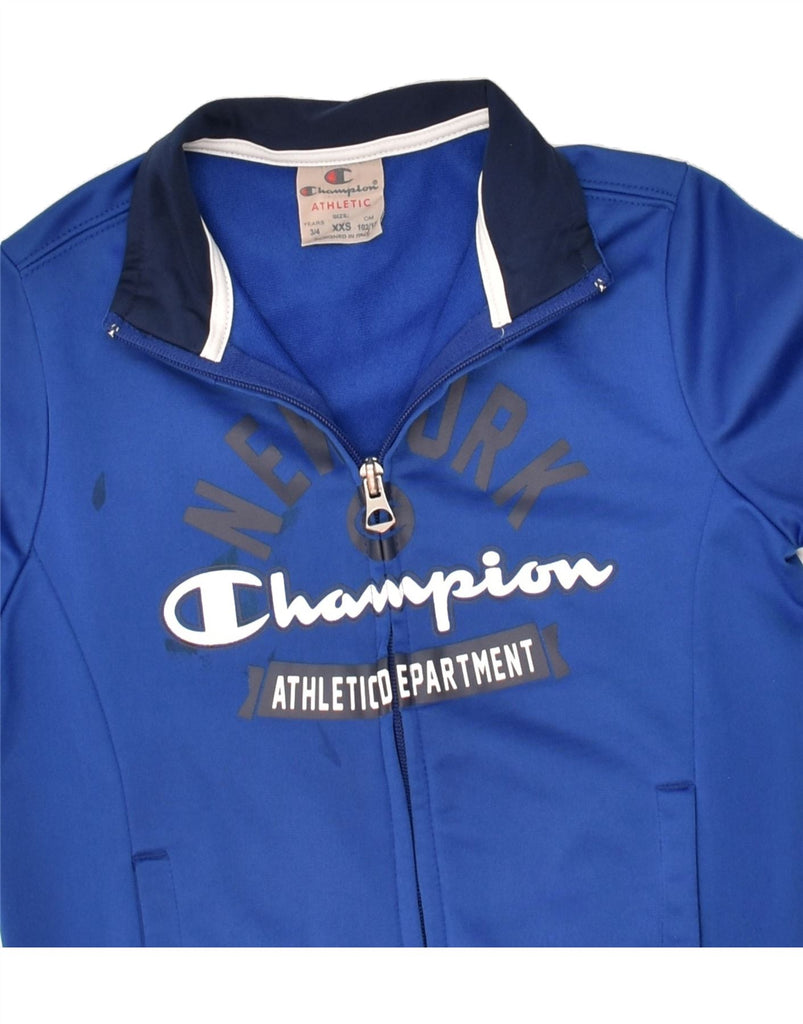 CHAMPION Boys Graphic Tracksuit Top Jacket 3-4 Years 2XS Blue Polyester | Vintage Champion | Thrift | Second-Hand Champion | Used Clothing | Messina Hembry 