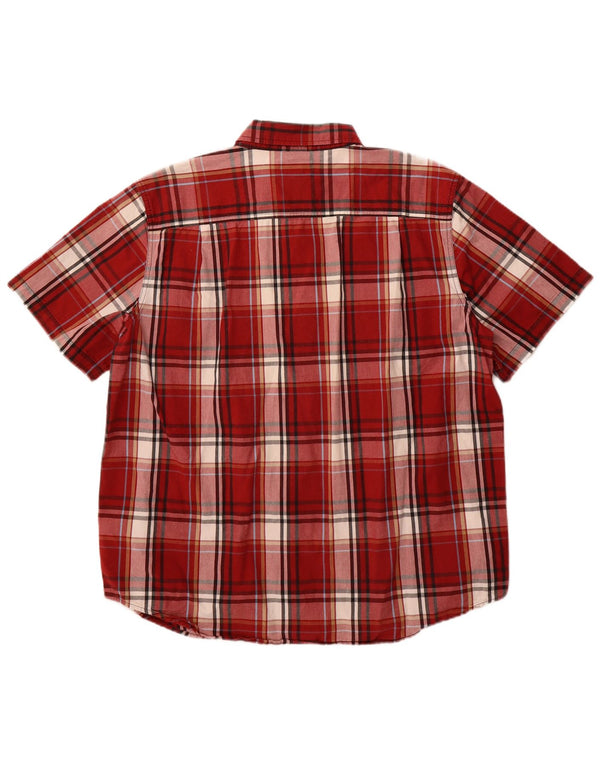 Carhartt Mens Short Sleeve Slim Fit Shirt XL Red Check Cotton