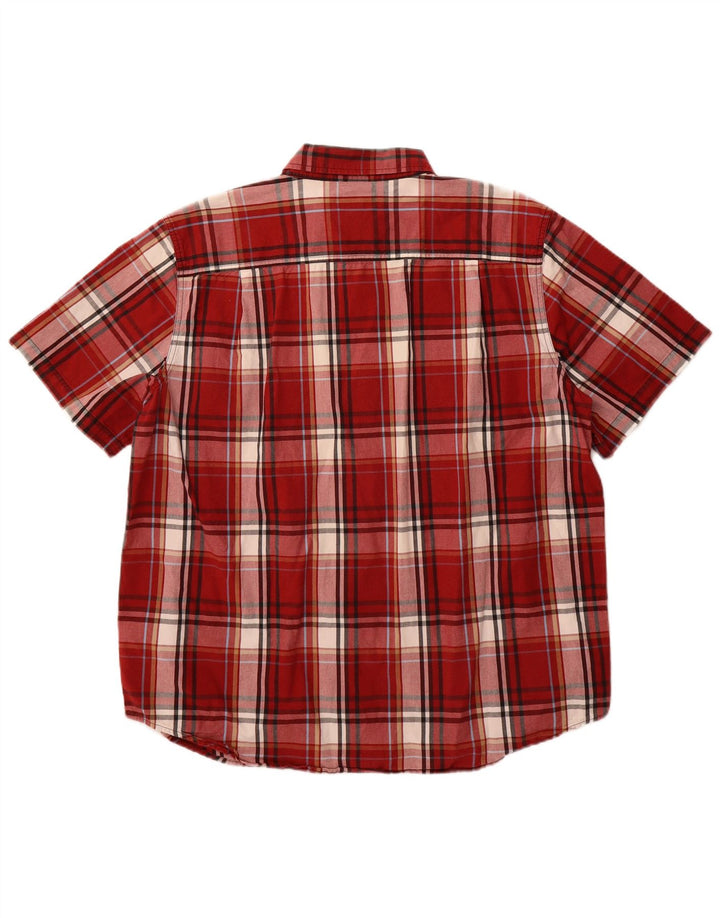 Carhartt Mens Short Sleeve Slim Fit Shirt XL Red Check Cotton
