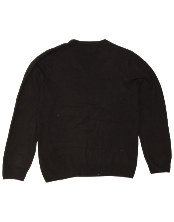 Marks & Spencer Mens Regular Fit V-Neck Jumper Sweater Medium Black Acrylic