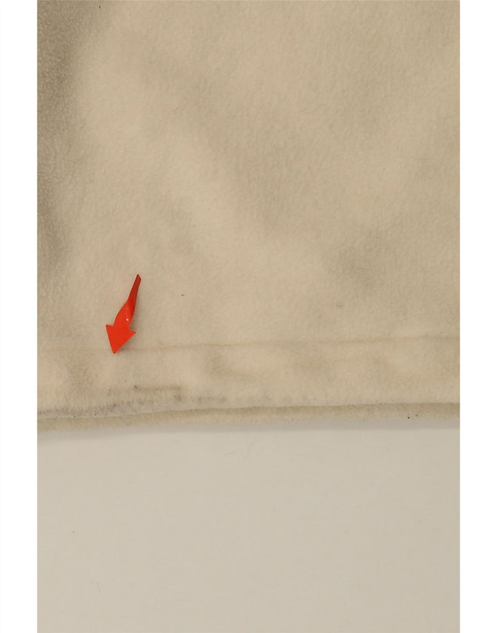 ADIDAS Womens Oversized Graphic Zip Neck Fleece Jumper UK 10 Small Beige