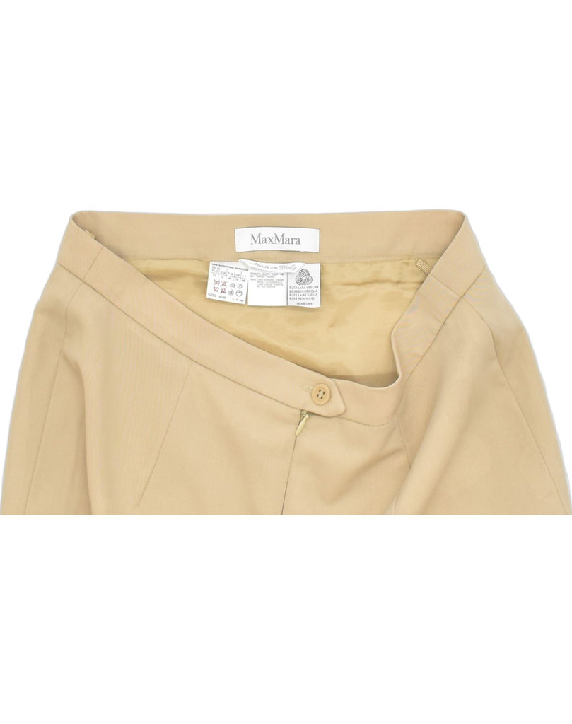 MAX MARA Womens Pencil Skirt UK 16 Large W30 Beige Wool | Vintage | Thrift | Second-Hand | Used Clothing | Messina Hembry 