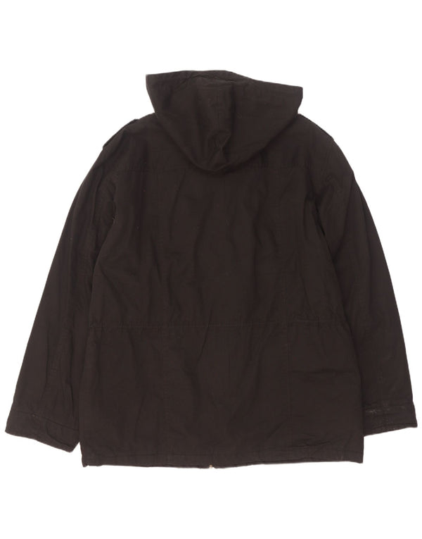Quiksilver Mens Hooded Military Jacket UK 42 XL Black Cotton
