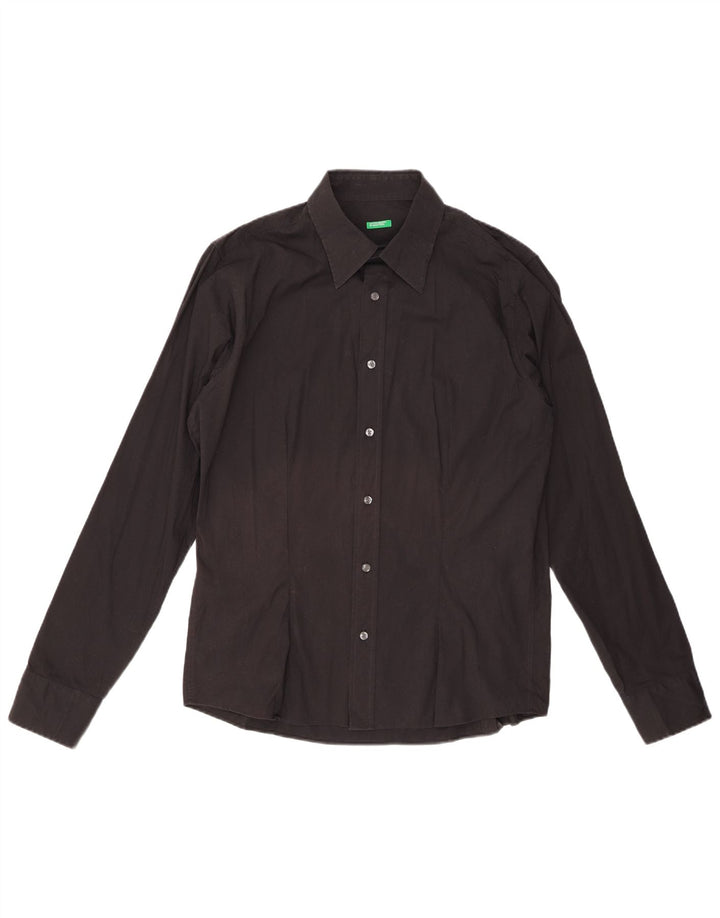BENETTON Mens Shirt XL Black Cotton