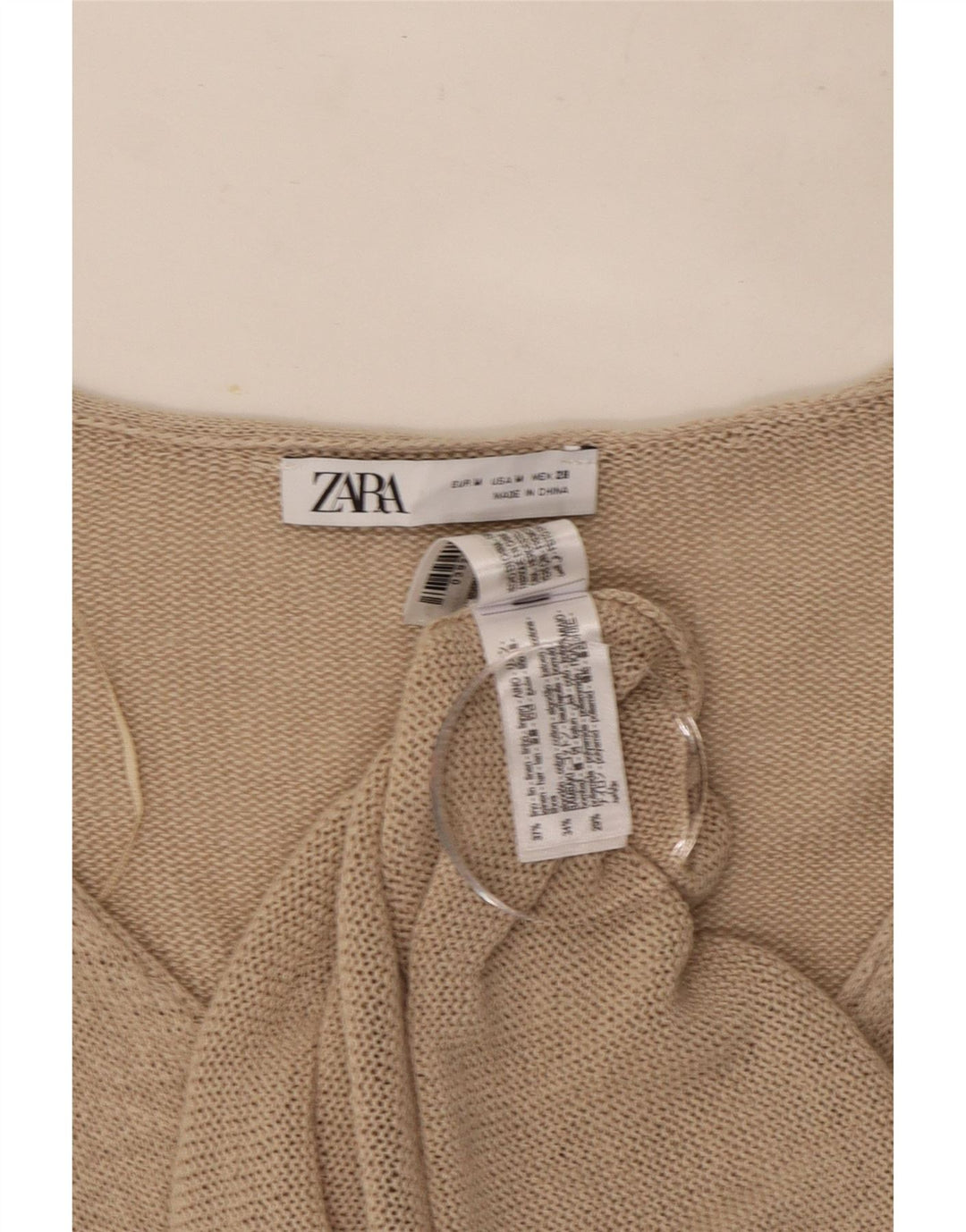 Zara Womens Cardigan Sweater UK 14 Medium Beige Linen