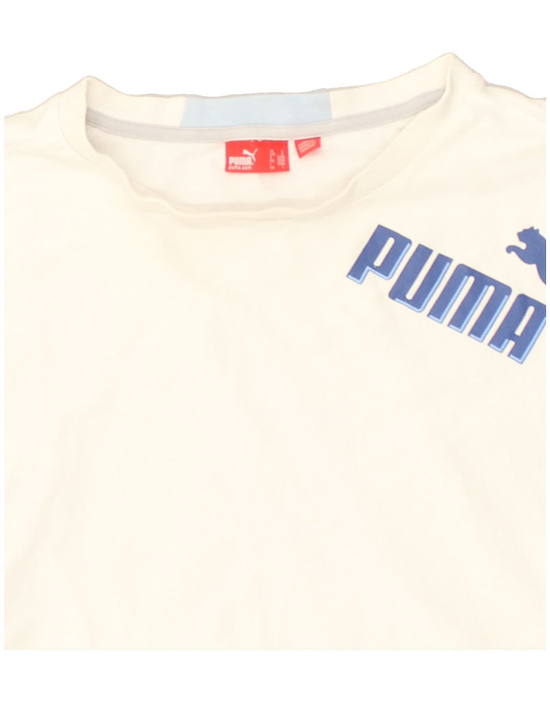 PUMA Mens Graphic T-Shirt Top Large Off White Cotton | Vintage Puma | Thrift | Second-Hand Puma | Used Clothing | Messina Hembry 