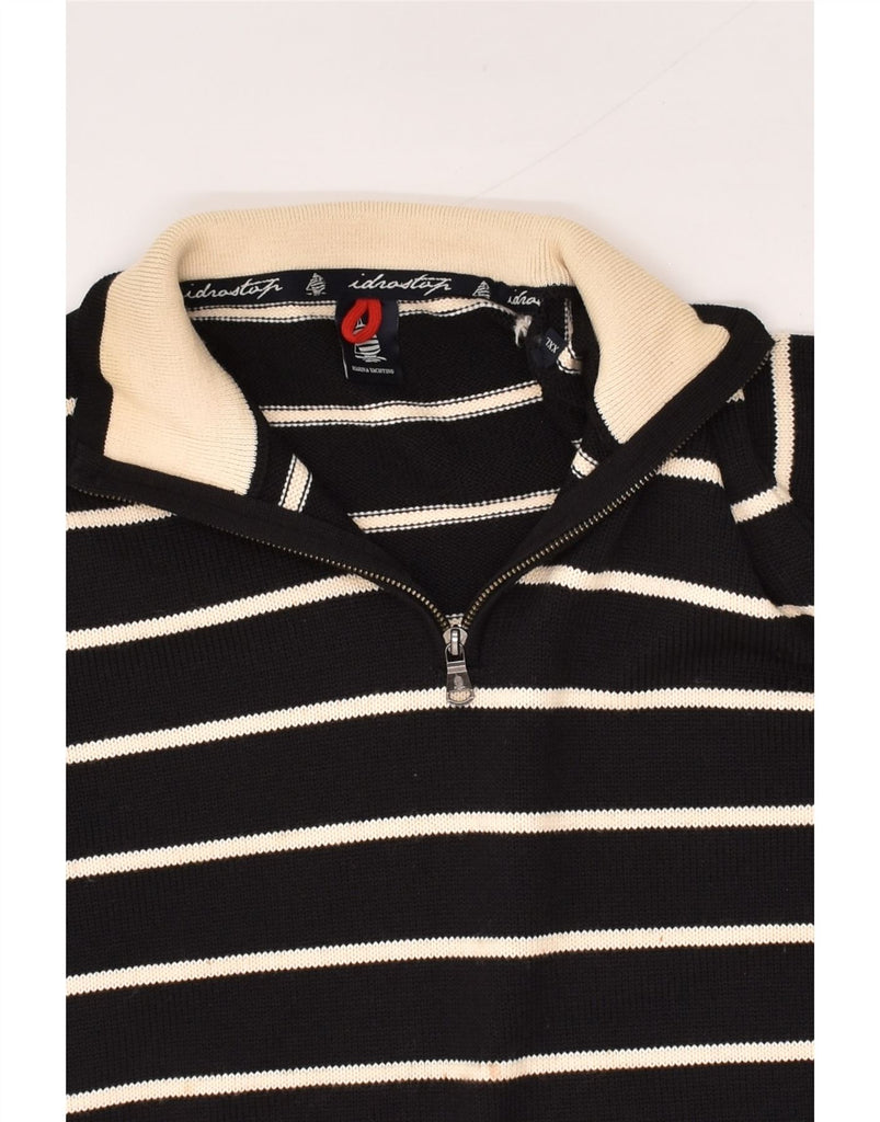 MARINA YACHTING Mens Graphic Zip Neck Jumper Sweater 2XL Black Striped | Vintage Marina Yachting | Thrift | Second-Hand Marina Yachting | Used Clothing | Messina Hembry 