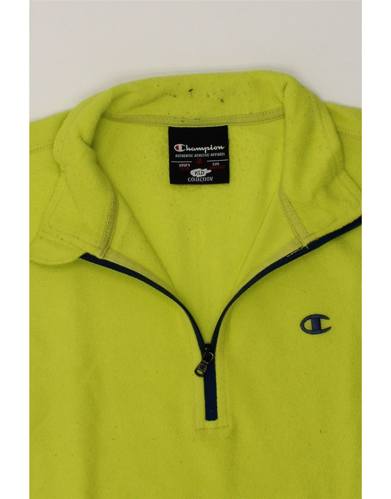 CHAMPION Girls Zip Neck Fleece Jumper 9-10 Years Medium  Green Polyester | Vintage Champion | Thrift | Second-Hand Champion | Used Clothing | Messina Hembry 