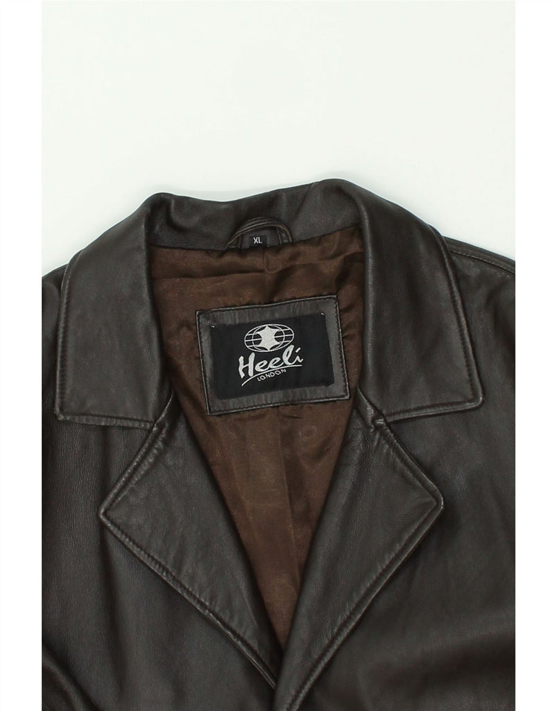 HEELI Mens Leather Coat UK 42 XL Brown Leather | Vintage Heeli | Thrift | Second-Hand Heeli | Used Clothing | Messina Hembry 