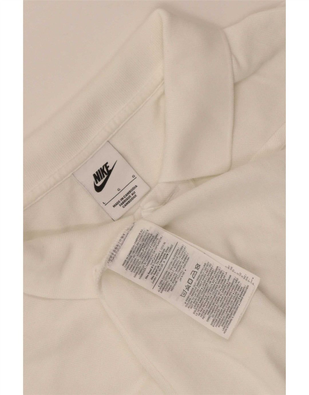 Nike Mens Polo Shirt Large White Cotton
