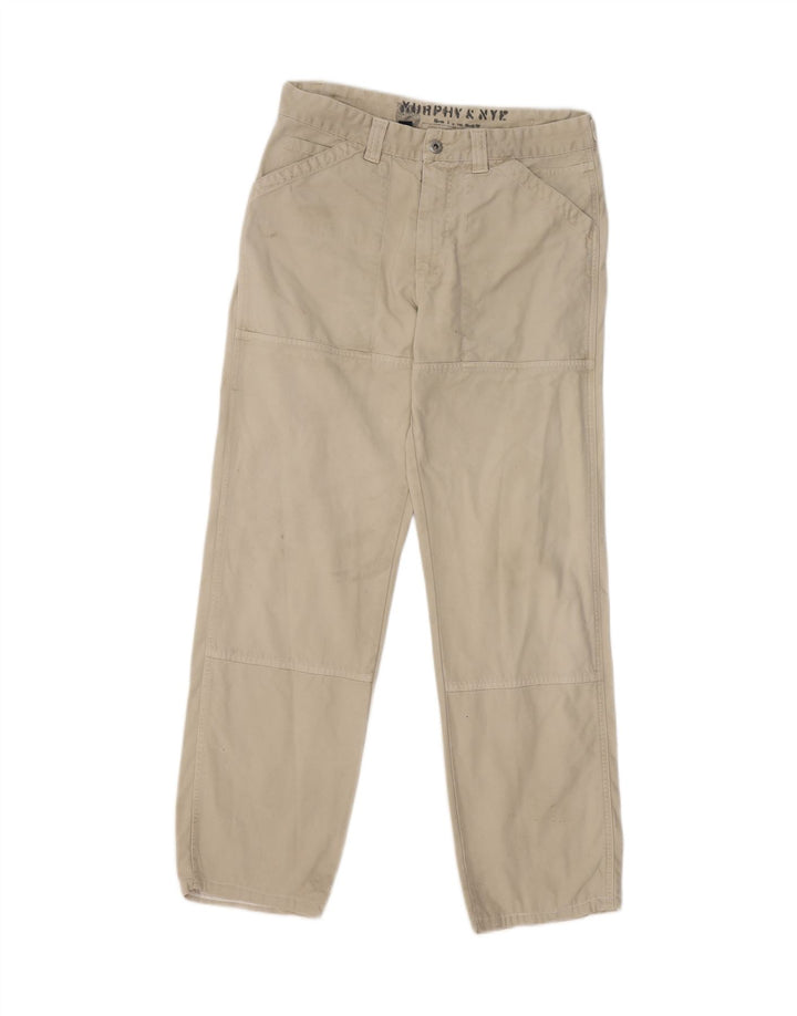 MURPHY & NYE Mens Straight Casual Trousers W33 L31 Beige Cotton Vintage Murphy & Nye and Second-Hand Murphy & Nye from Messina Hembry 