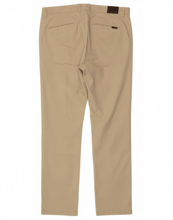 Schoffel Mens Slim Chino Trousers W34 L33 Beige Cotton