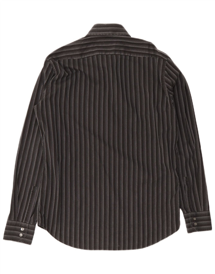 Hugo Boss Mens Shirt Size 39 15 1/2 Medium Black Striped