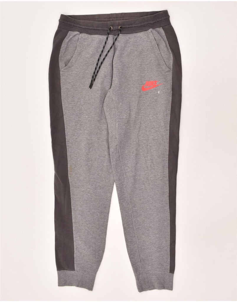 NIKE Mens Tracksuit Trousers Joggers Medium Grey Colourblock Cotton | Vintage Nike | Thrift | Second-Hand Nike | Used Clothing | Messina Hembry 