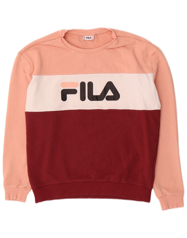 FILA Womens Sweatshirt Jumper UK 16 Large Multicoloured Colourblock
