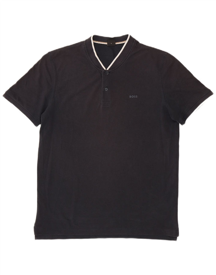 Hugo Boss Mens Polo Shirt XL Black Striped