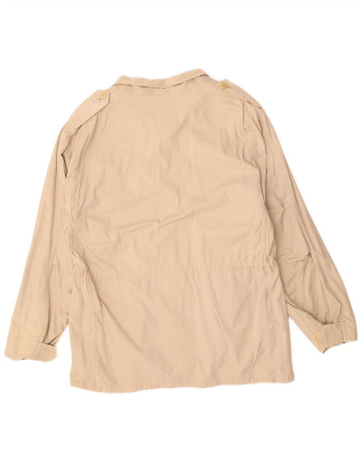 VINTAGE Mens Military Jacket UK 40 Large Beige Cotton