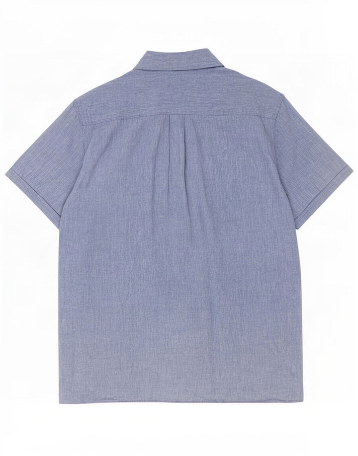 Barbour Mens Short Sleeve Regular Fit Shirt Large Blue Linen