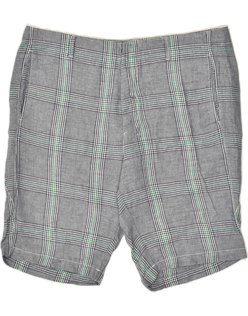BENETTON Mens Casual Shorts IT 54 2XL W42  Grey Plaid Cotton | Vintage Benetton | Thrift | Second-Hand Benetton | Used Clothing | Messina Hembry 