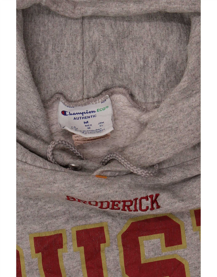 Champion Mens Graphic Hoodie Jumper Medium Grey Flecked Cotton