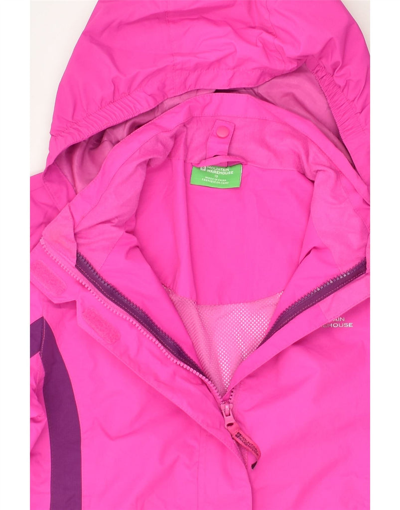 MOUNTAIN WAREHOUSE Girls Hooded Rain Jacket 12-13 Years Pink Colourblock | Vintage Mountain Warehouse | Thrift | Second-Hand Mountain Warehouse | Used Clothing | Messina Hembry 