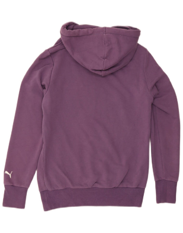 Puma Womens Graphic Hoodie Jumper UK 12 Medium Purple Cotton