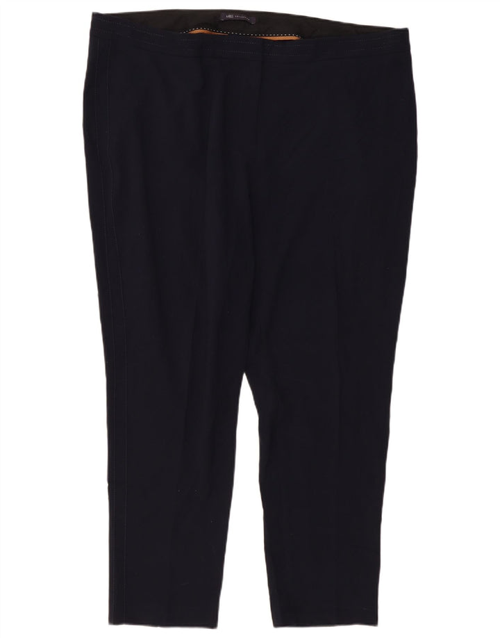MARKS & SPENCER Womens Casual Trousers UK 22 3XL W46 L28 Navy Blue
