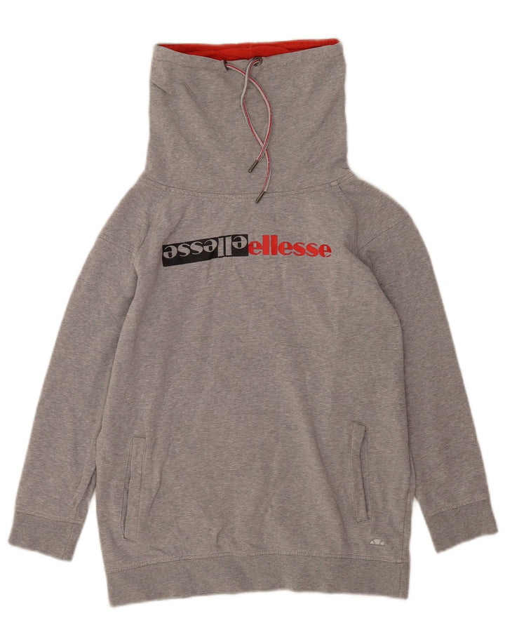 Ellesse Womens Graphic Oversized Sweatshirt Jumper UK 10 Small Grey Flecked