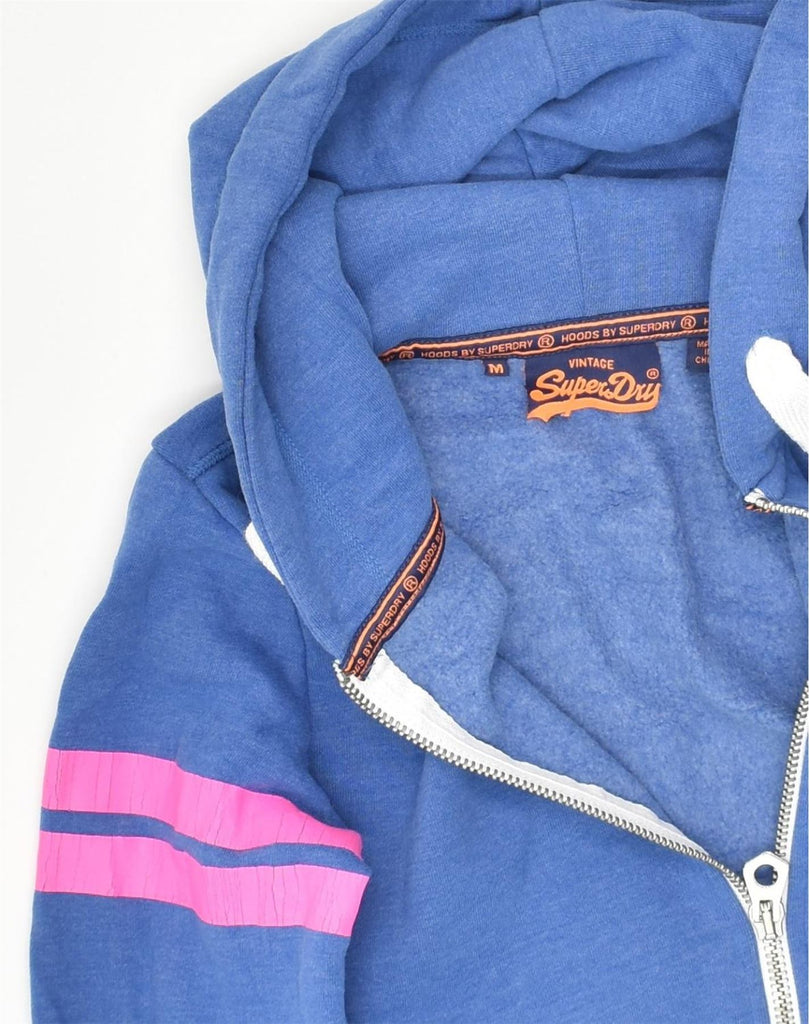 SUPERDRY Womens Graphic Zip Hoodie Sweater UK 14 Medium Blue Cotton | Vintage Superdry | Thrift | Second-Hand Superdry | Used Clothing | Messina Hembry 