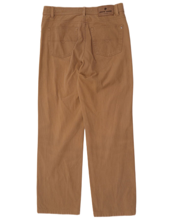 Pierre Cardin Mens Straight Casual Trousers W35 L34 Beige Cotton