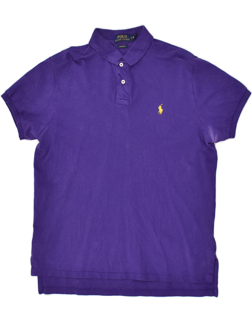 POLO RALPH LAUREN Mens Custom Fit Polo Shirt Large Purple Cotton | Vintage Polo Ralph Lauren | Thrift | Second-Hand Polo Ralph Lauren | Used Clothing | Messina Hembry 