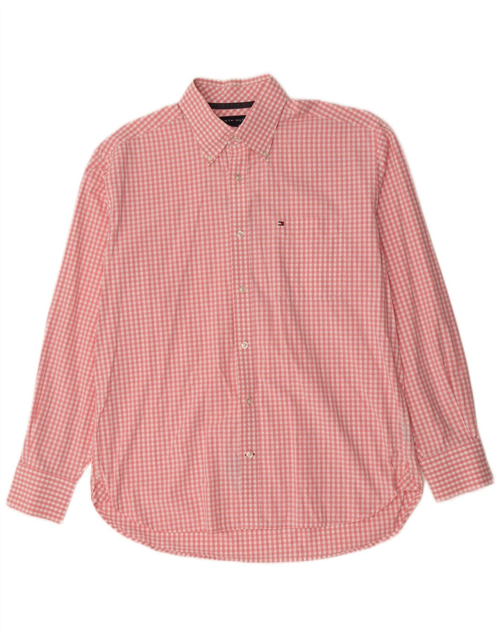 TOMMY HILFIGER Mens Shirt Medium Pink Gingham Cotton