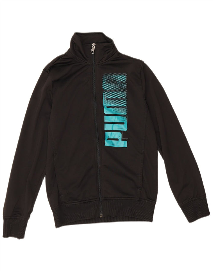 Puma Boys Graphic Tracksuit Top Jacket 11-12 Years Black Polyester