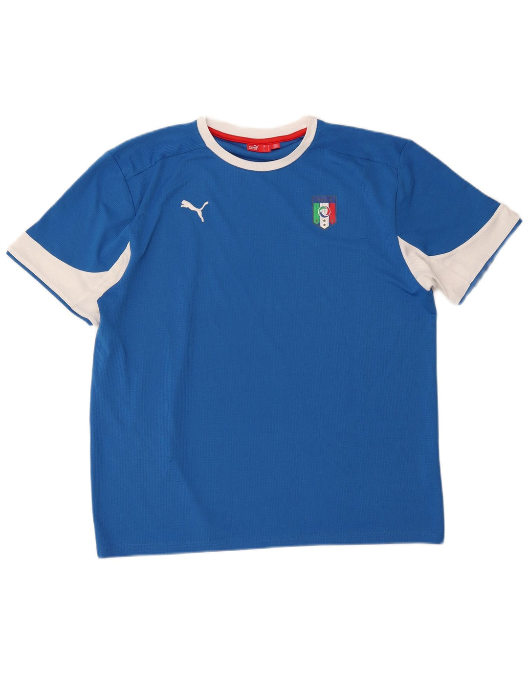 Puma Mens Italia Graphic T-Shirt Top Large Blue Colourblock