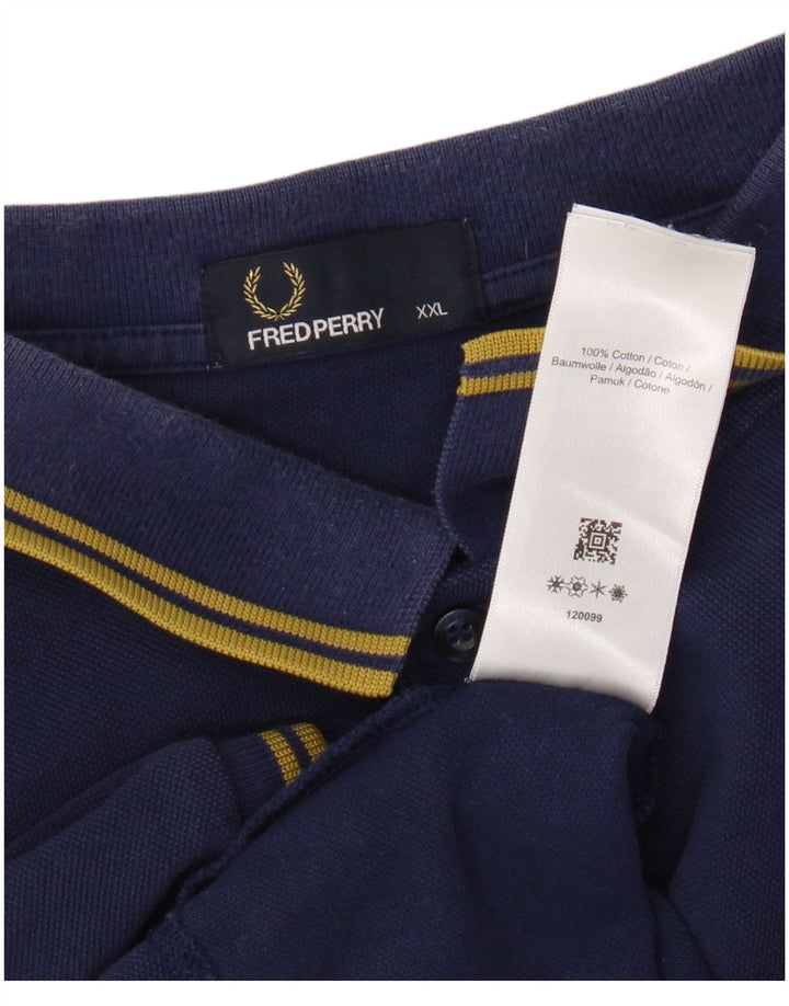 Fred Perry Mens Polo Shirt 2XL Navy Blue Cotton