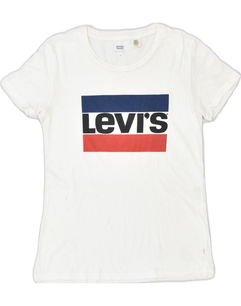 LEVI'S Womens Graphic T-Shirt Top UK 6 XS White | Vintage | Thrift | Second-Hand | Used Clothing | Messina Hembry 