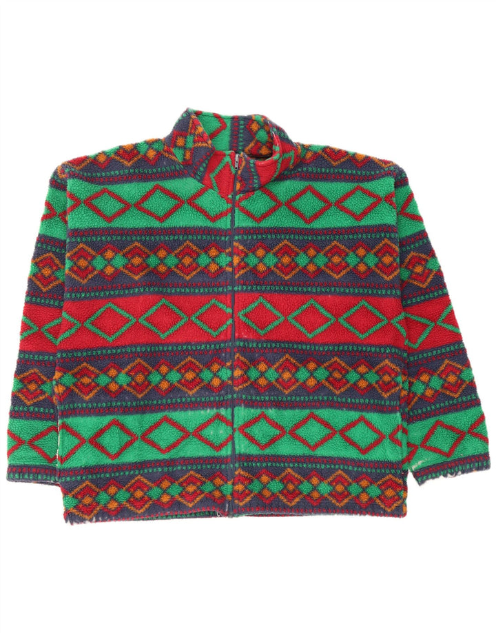 Vintage Mens Fleece Jacket UK 42 XL Multicoloured Geometric
