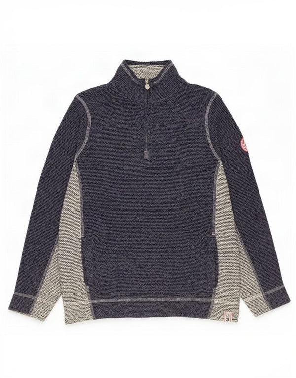 Weird Fish Womens Sweatshirt Jumper UK 14 Large Navy Blue Colourblock