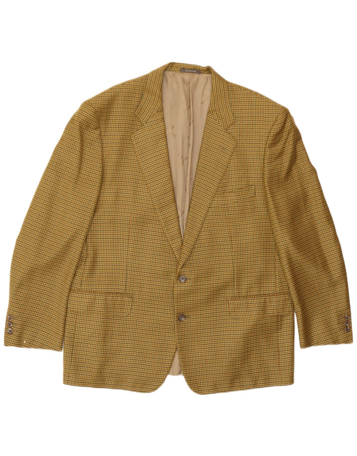 Trussardi Mens 2 Button Blazer Jacket IT 56 3XL Beige Houndstooth