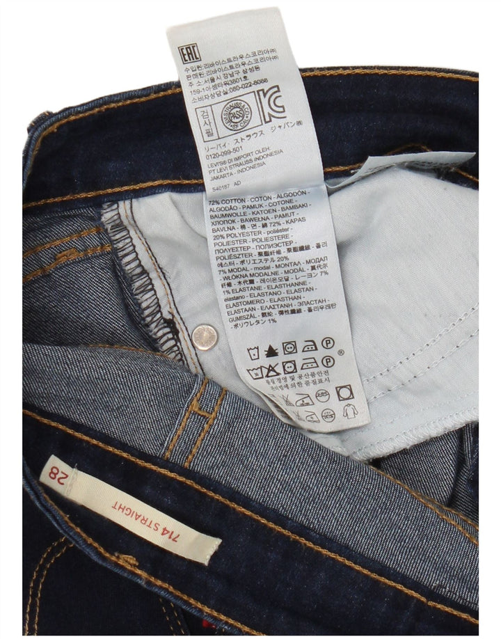 Levi's Womens 714 Straight Jeans W28 L30 Navy Blue Cotton