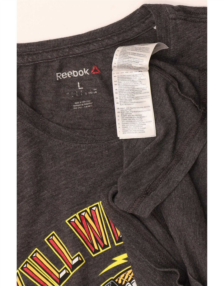 Reebok Mens Graphic T-Shirt Top Large Grey Polyester