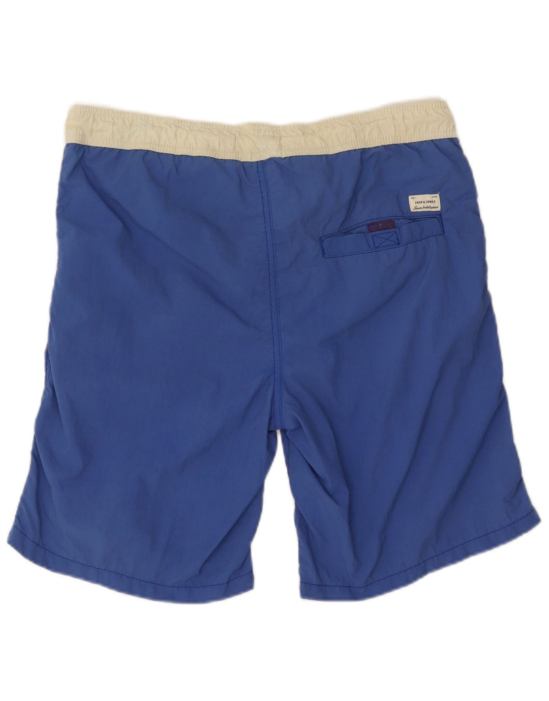 Jack & Jones Mens Graphic Swimming Shorts Small Blue Colourblock Nylon