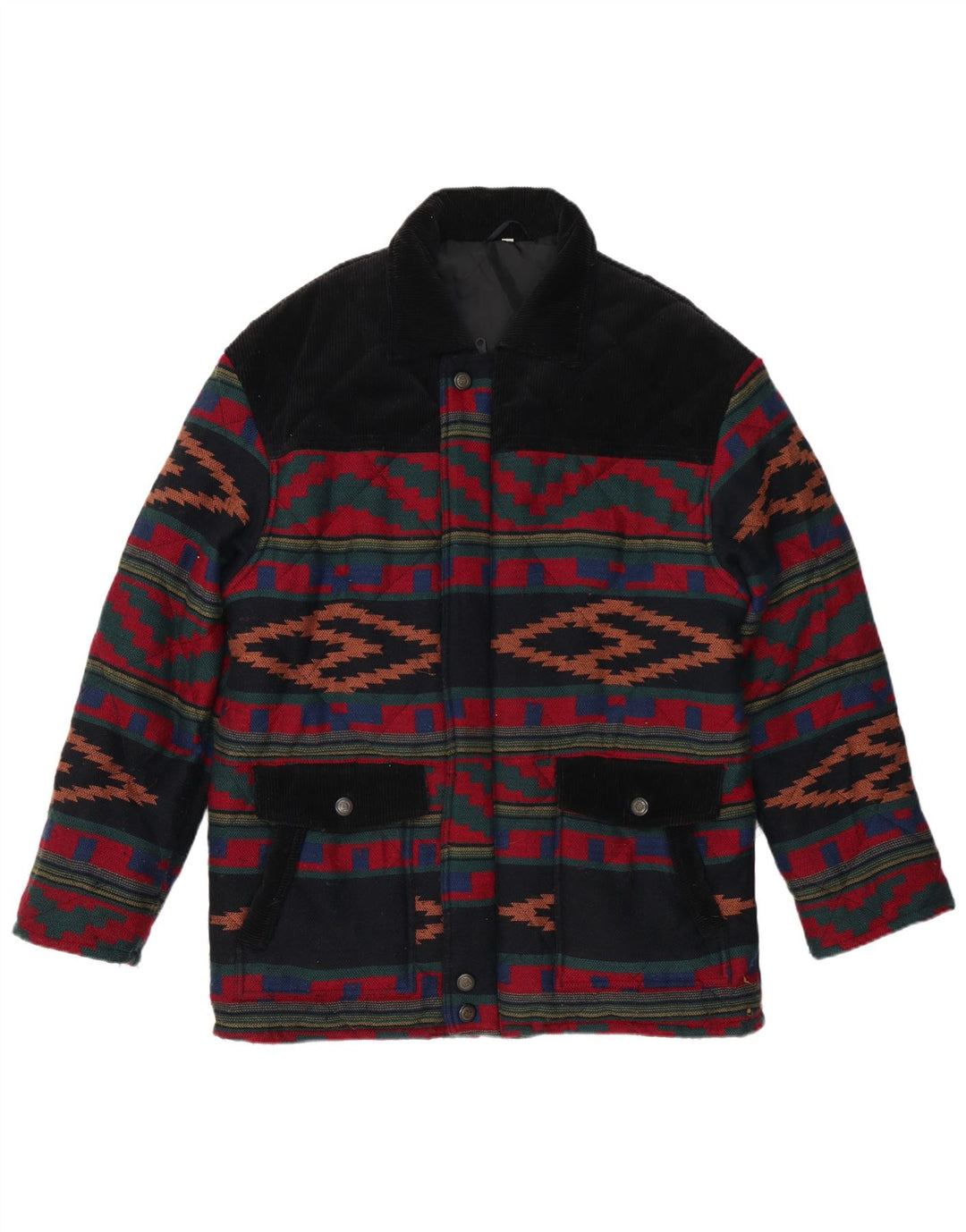 VINTAGE Mens Quilted Jacket UK 40 Large Multicoloured Geometric