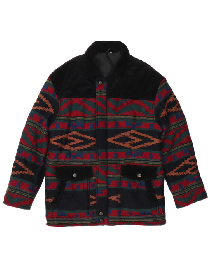 VINTAGE Mens Quilted Jacket UK 40 Large Multicoloured Geometric