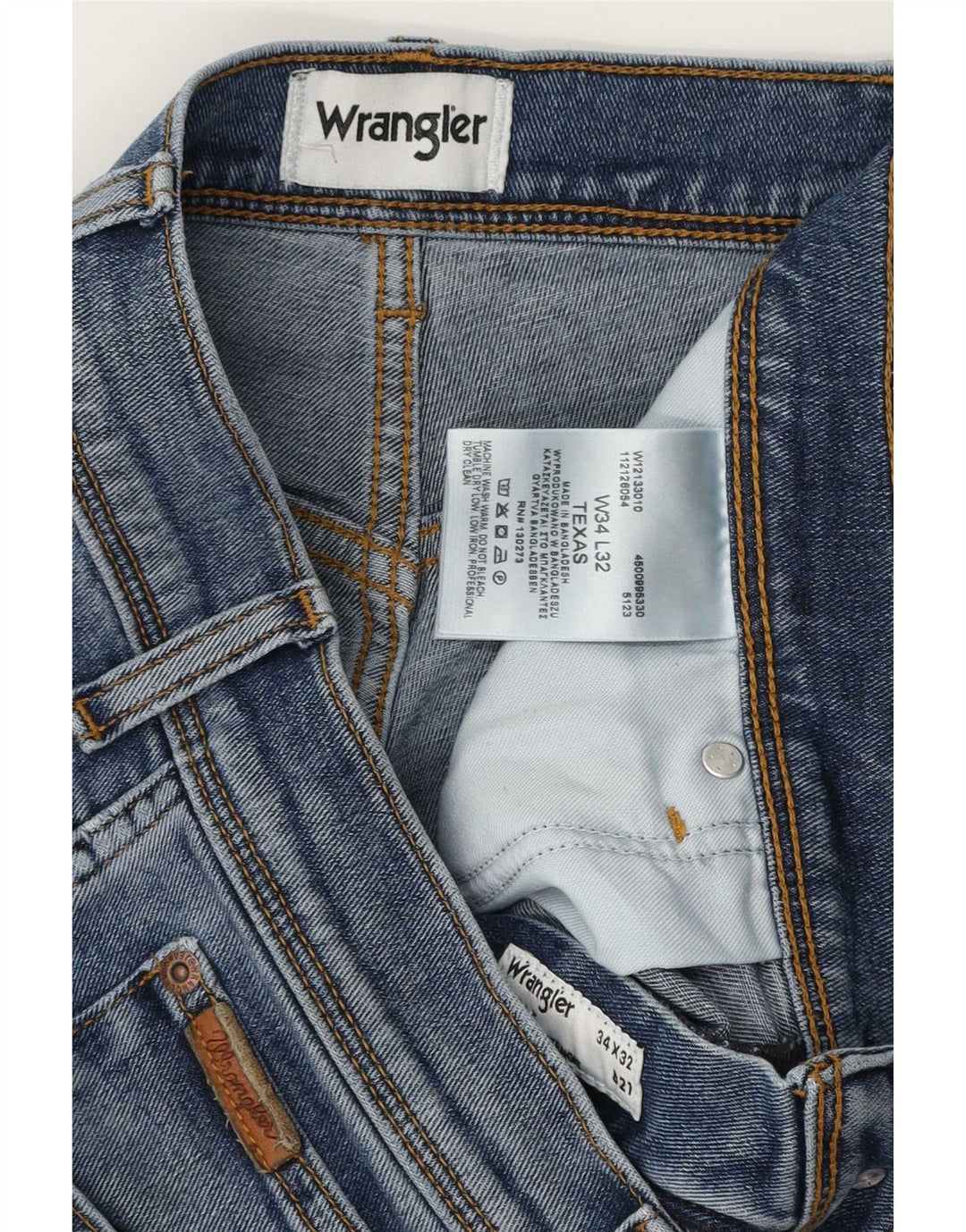 Wrangler Mens Texas Straight Jeans W34 L32 Blue Cotton