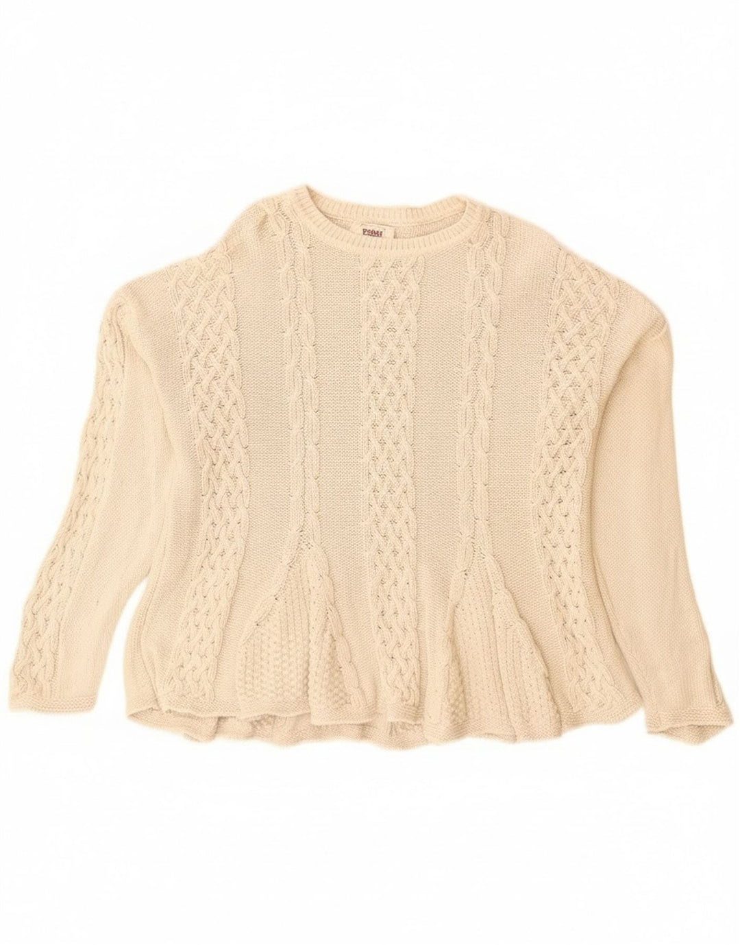 Sisley Womens Relaxed Elegance Crew Neck Jumper Sweater UK 14 Medium Beige