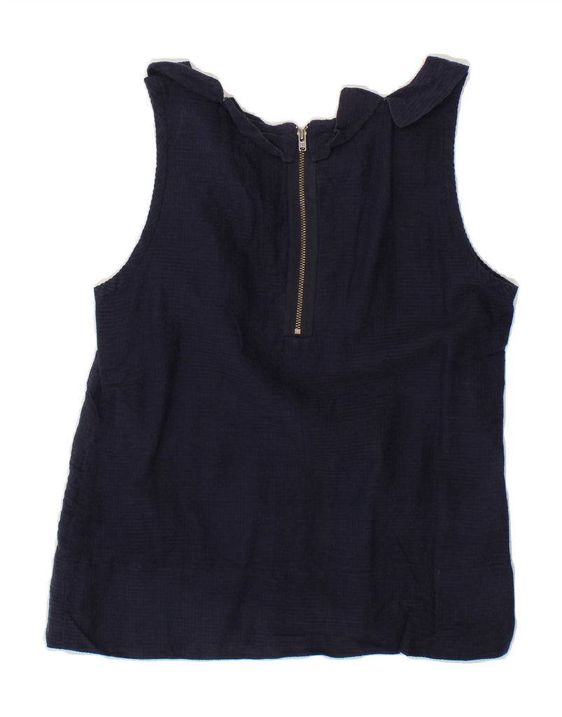 J. CREW Womens Sleeveless Blouse Top US 0 XS Navy Blue Silk | Vintage J. Crew | Thrift | Second-Hand J. Crew | Used Clothing | Messina Hembry 