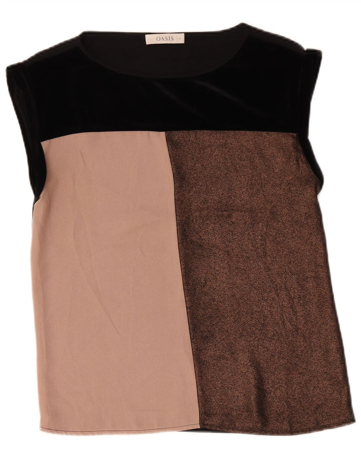 Oasis Womens Blouse Top UK 8 Small Black Colourblock Polyester