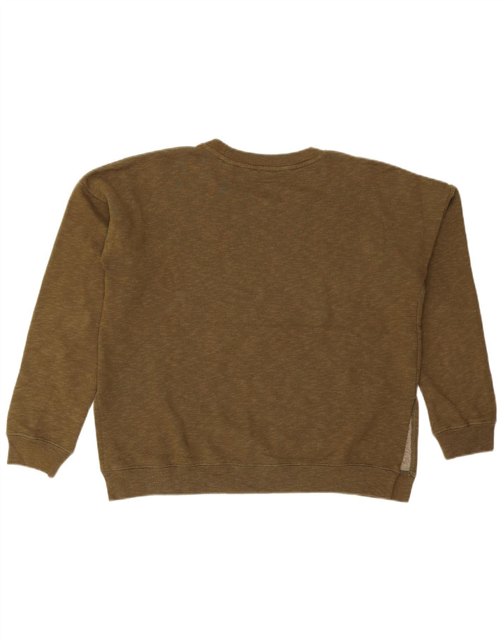JACK WILLS Womens Oversized Sweatshirt Jumper UK 10 Small Khaki Cotton