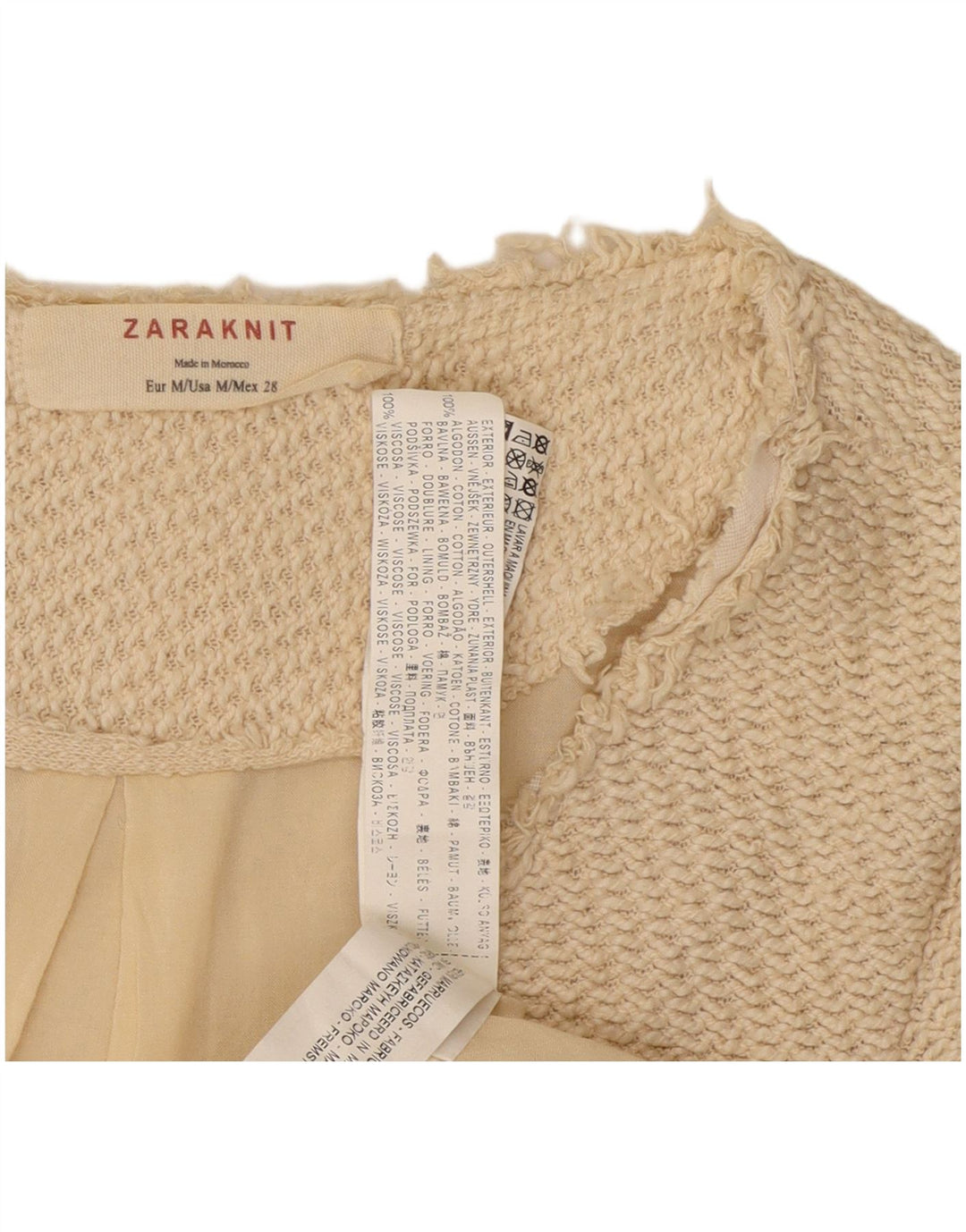 Zara Womens Open Blazer Jacket UK 12 Medium Beige Cotton